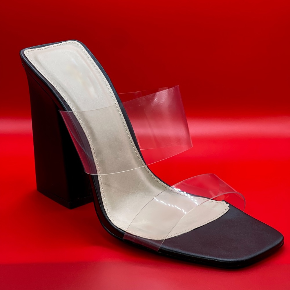 Black Clear  heel sandals